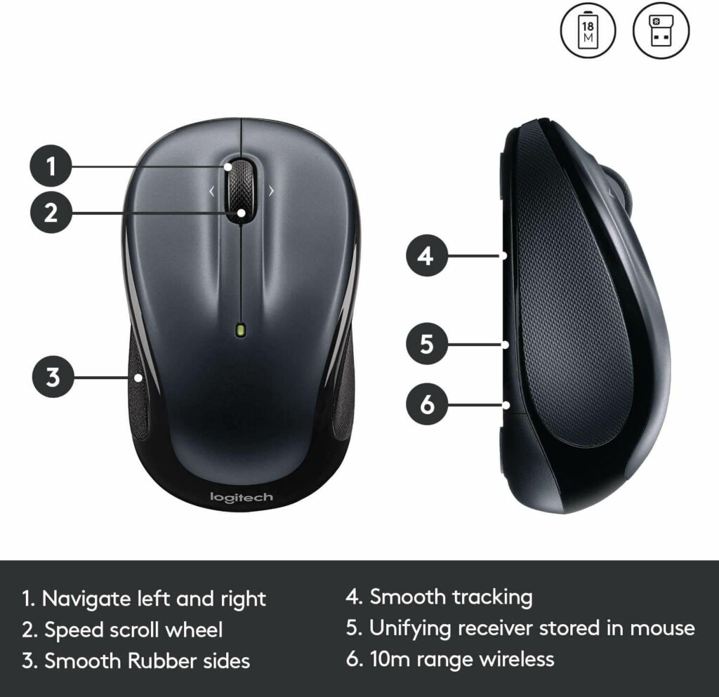 Logitech M325 WIRELESS MOUSE - Dark Grey & Grey | Midas Computer Center ...