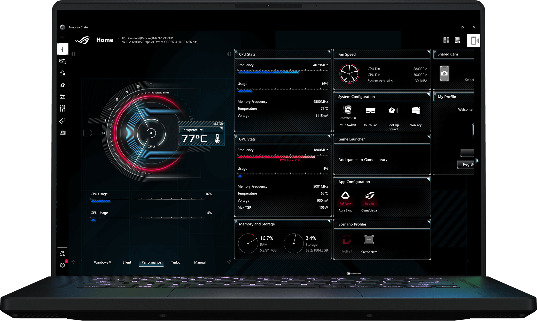 ASUS ROG Zephyrus M16 GU603 (2022) Gaming Laptop 12th Gen Intel® Core™ i9 12900H 16 inch QHD 165Hz RTX 3070 Ti 8GB - product ASUS ROG Zephyrus M16 GU603 (2022) Gaming Laptop 12th Gen Intel® Core™ i9 12900H 16 inch QHD 165Hz RTX 3070 Ti 8GB - product