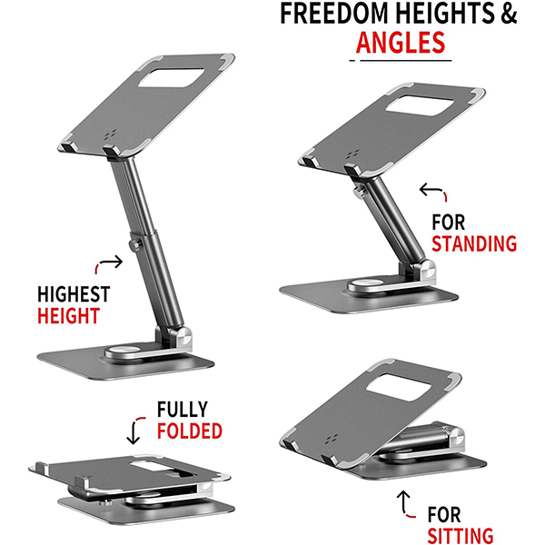 Laptop Stand, 360° Swivel & Adjustable Laptop Stand for Desk,Telescopic Laptop Riser Freedom Height & Multi-Angle, Foldable and Portable Computer Stand for All MacBook Laptops up to 17 inches