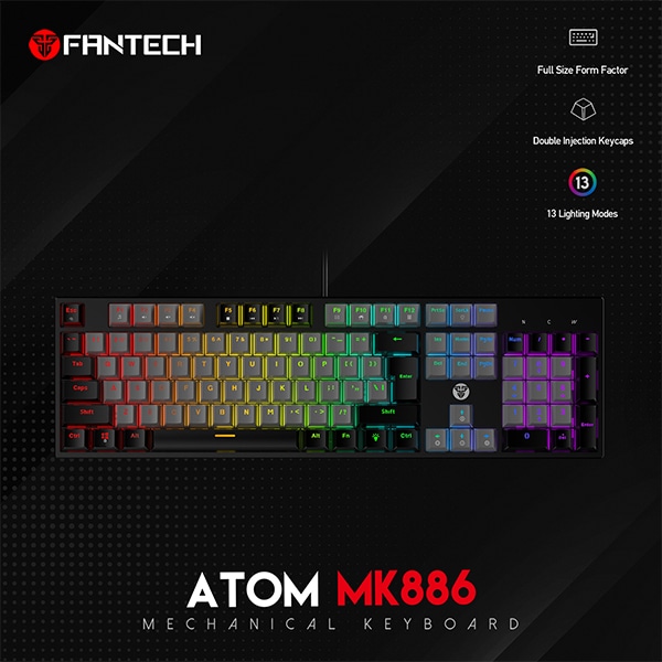 FANTECH ATOM MK886 BLACK RGB MECHANICAL KEYBOARD 