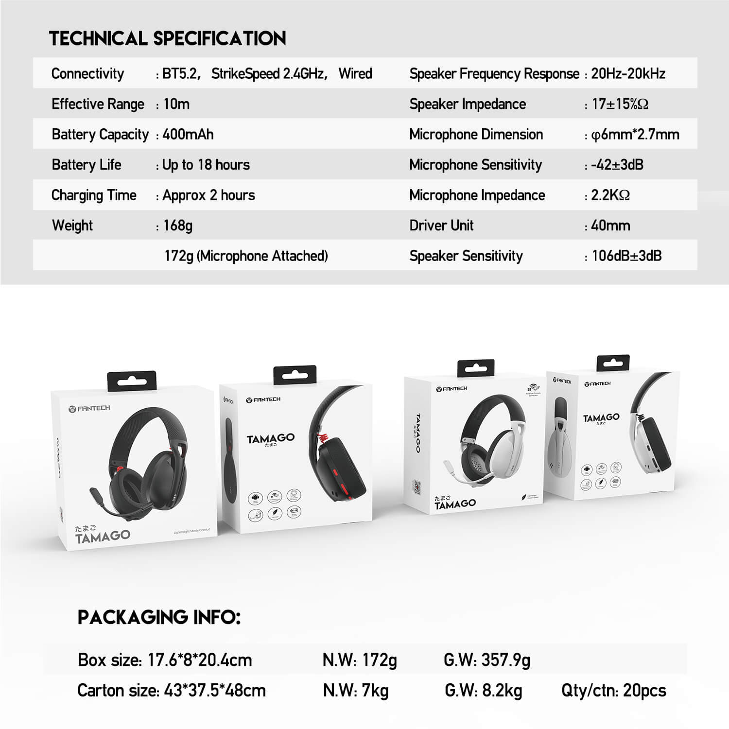 FANTECH TAMAGO WHG01 Wireless & Wired HEADSET 